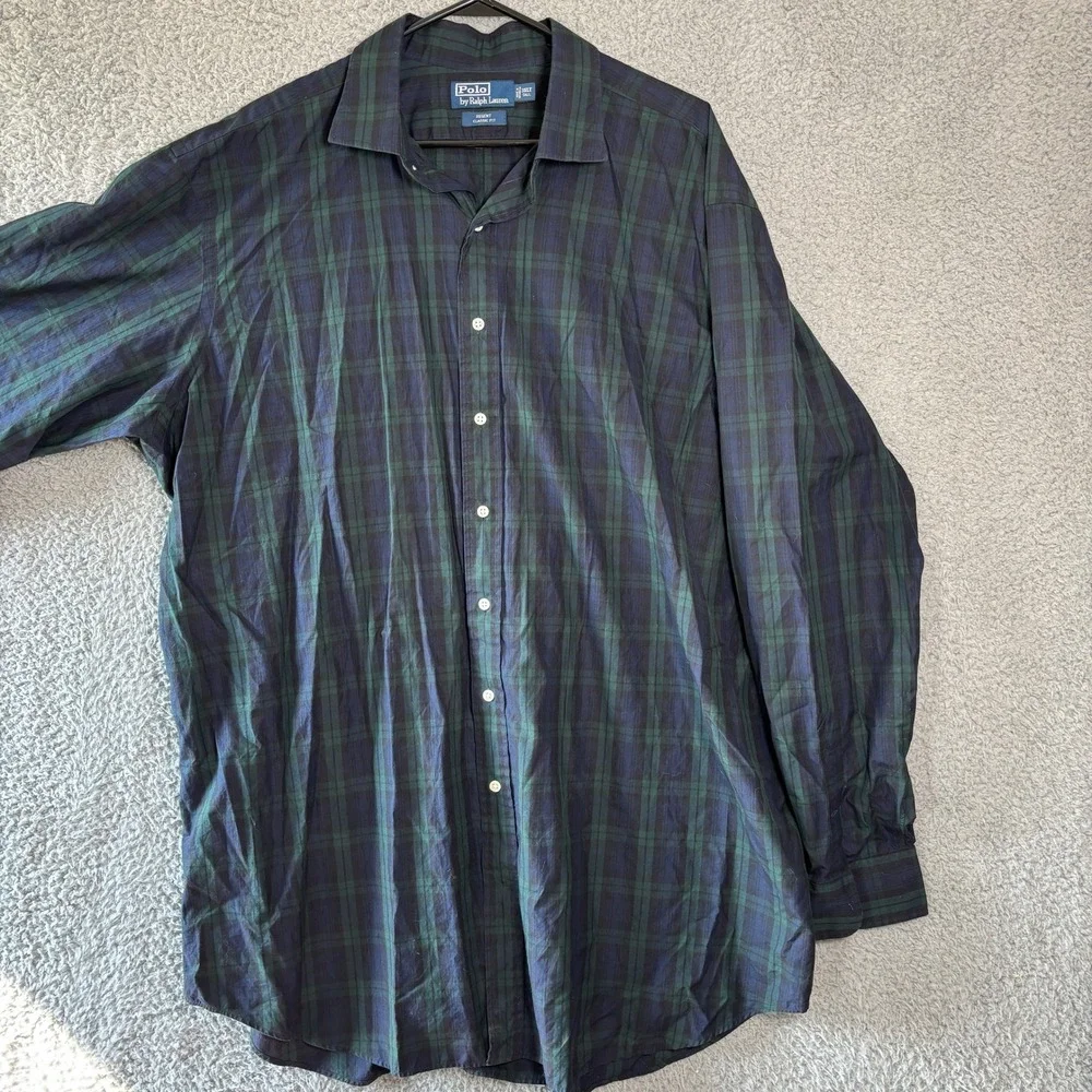 Polo Ralph Lauren Mens 3XLT Regent Classic Fit Black Watch Plaid Cotton Shirt